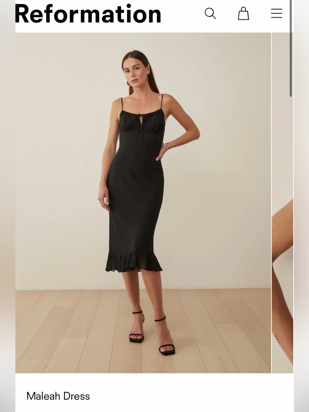 Reformation Maleah Dress Black - Size S